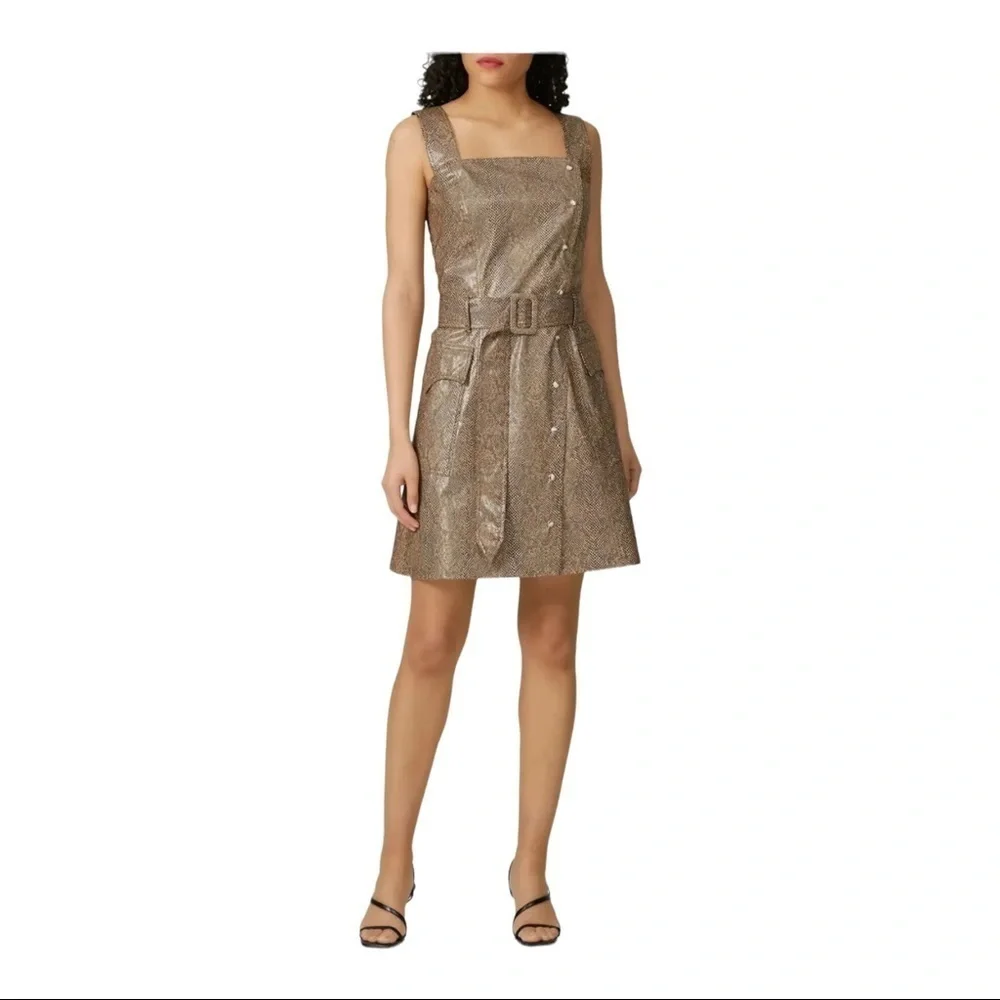 Nanushka Snake Print Belted Mini Dress Faux Leather Small